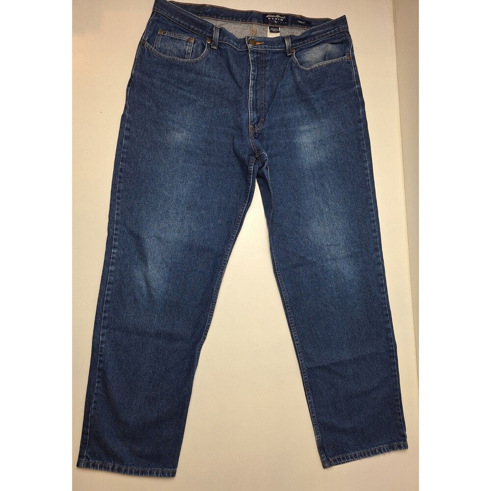 VTG Y2K Mens 38x32* Eddie Bauer Loose Fit Jeans 100% Cotton Straight Denim Baggy